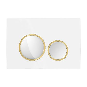 Przycisk spłukujący do WC Multi Line Koral Ring, biały połysk - złoty połysk