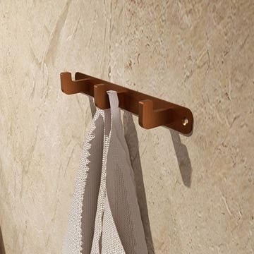 Wieszak na ręcznik potrójny Multi Line, różowe złoto szczotkowane