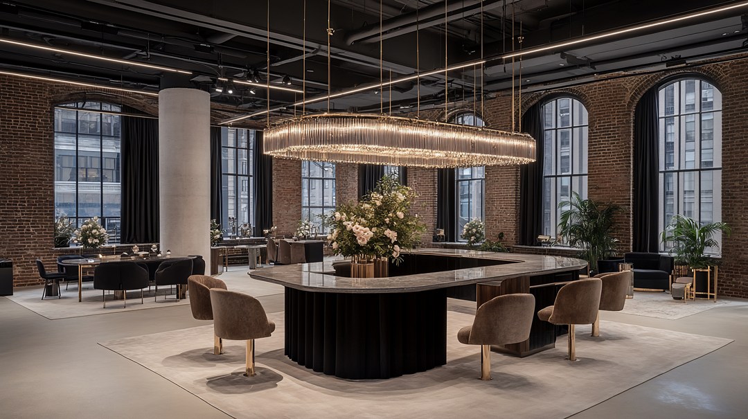 Przestrzeń w stylu industrial glam